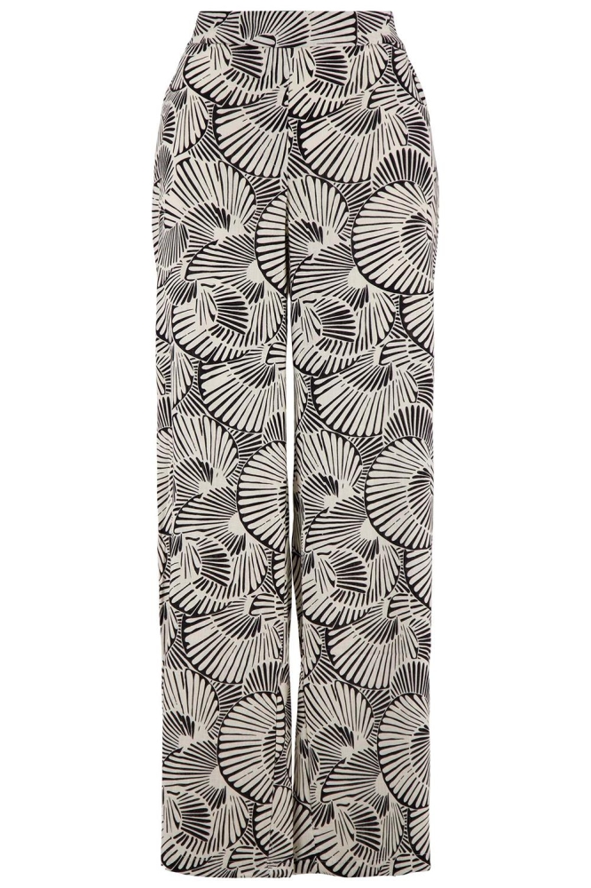 WIJDE BROEK MET GRAFISCHE PRINT 0303 063 7067 OFF WHITE/ZWART